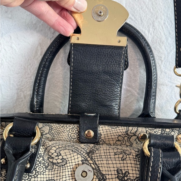 EMMA FOX NATURAL LEATHER PAISLEY PRINT FRAME SATCHEL CROSSBODY BAG - Picture 3 of 7